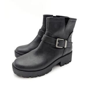 Zodiac Miller-2 Cut Out Lug Sole Ankle Boots Women's Black Size US6.5M EU36.5